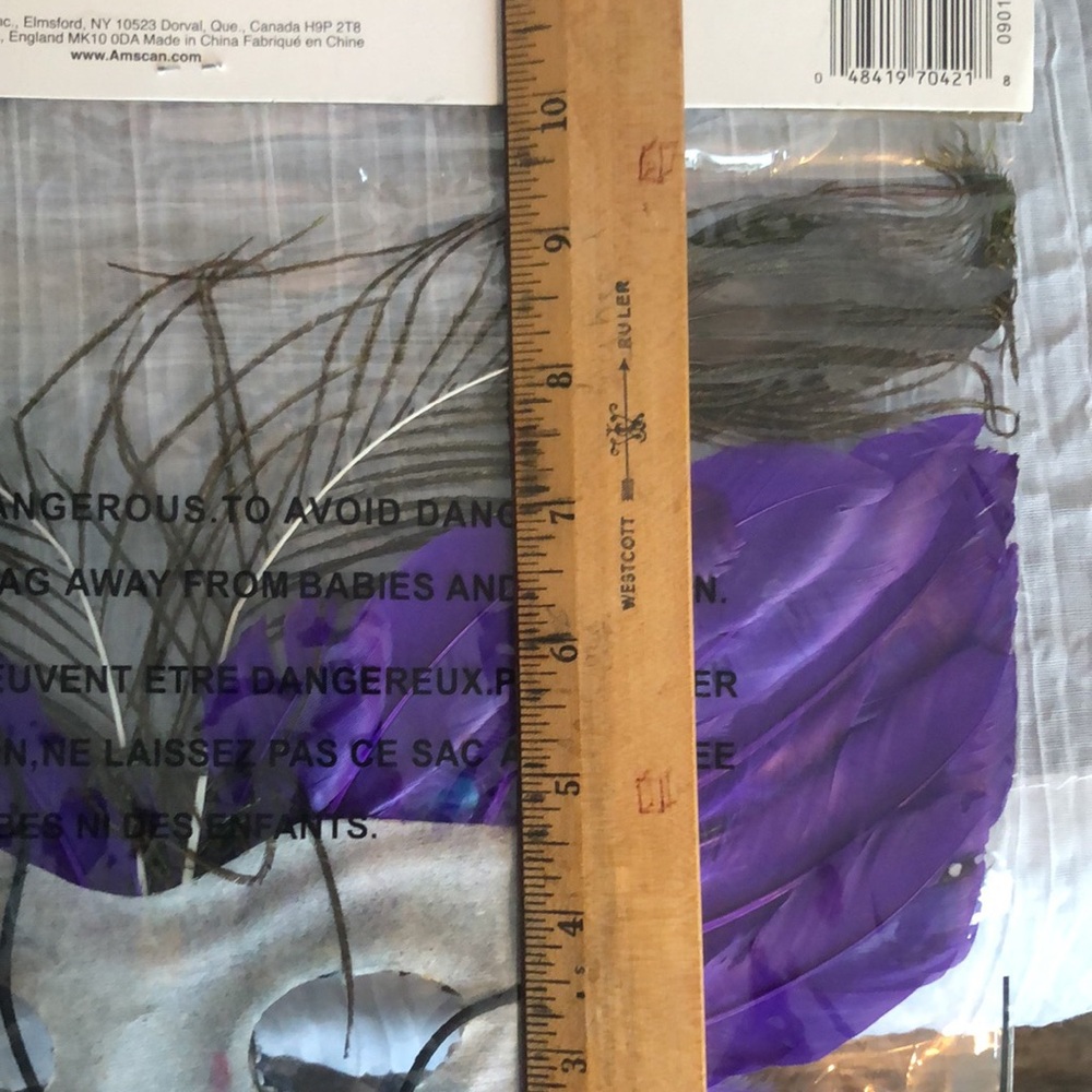 MARDI GRAS style lot of 2 masks Halloween costumes 1 NWT & 1 w/large feather - Picture 12 of 15